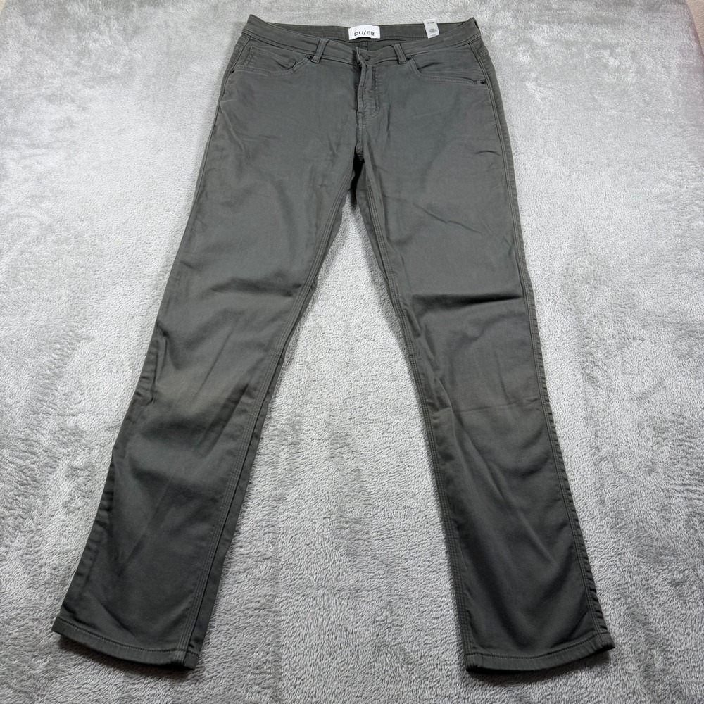 DU/ER No Sweat Slim Straight Pant Women 30 (Fits 32x30) Gray Mid Rise WNS0A033